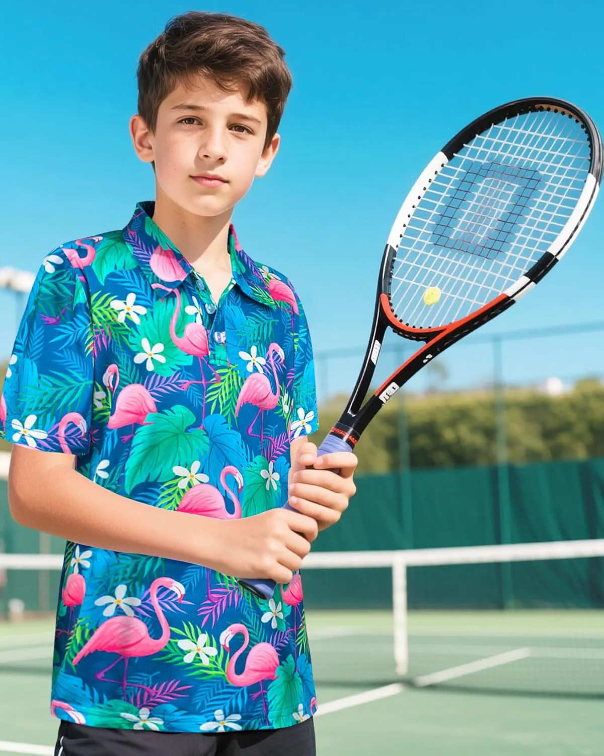 Boys Short Sleeve Polo Shirt Kid Youth Active Golf Shirts Collared School Uniform Shirts Hawaiian Tops Size 5-14