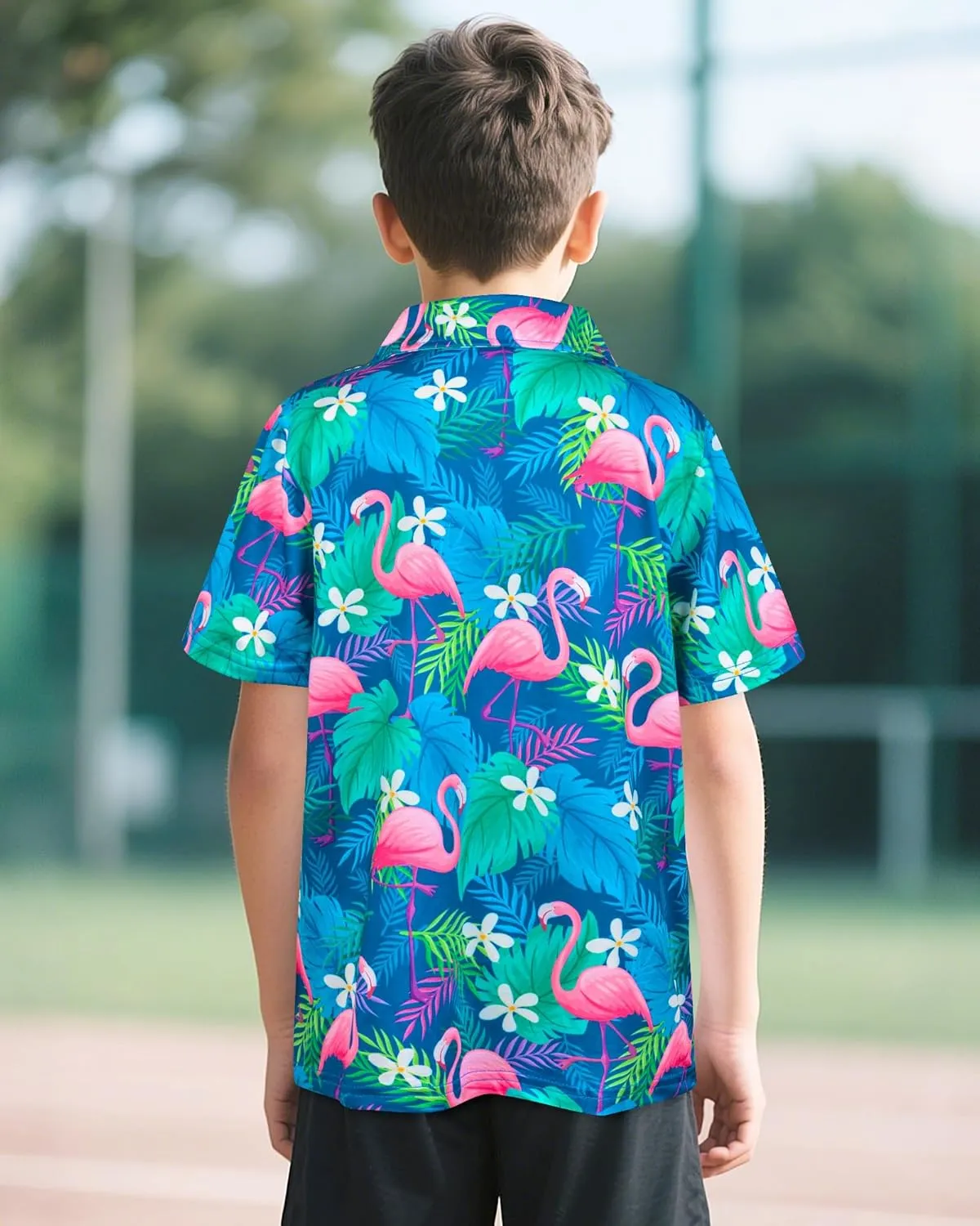 Boys Short Sleeve Polo Shirt Kid Youth Active Golf Shirts Collared School Uniform Shirts Hawaiian Tops Size 5-14