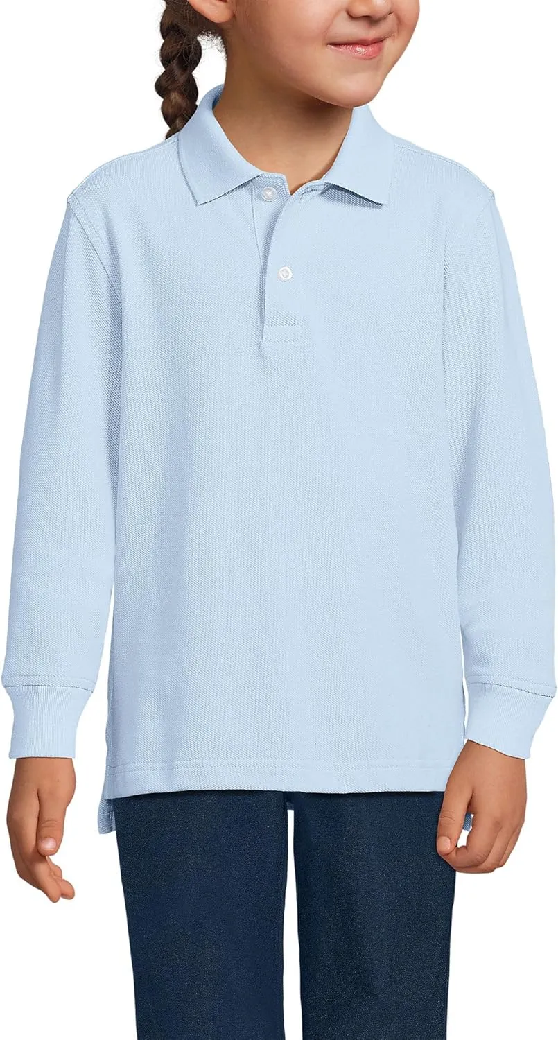 Lands' End School Uniform Kids Long Sleeve Mesh Polo Shirt