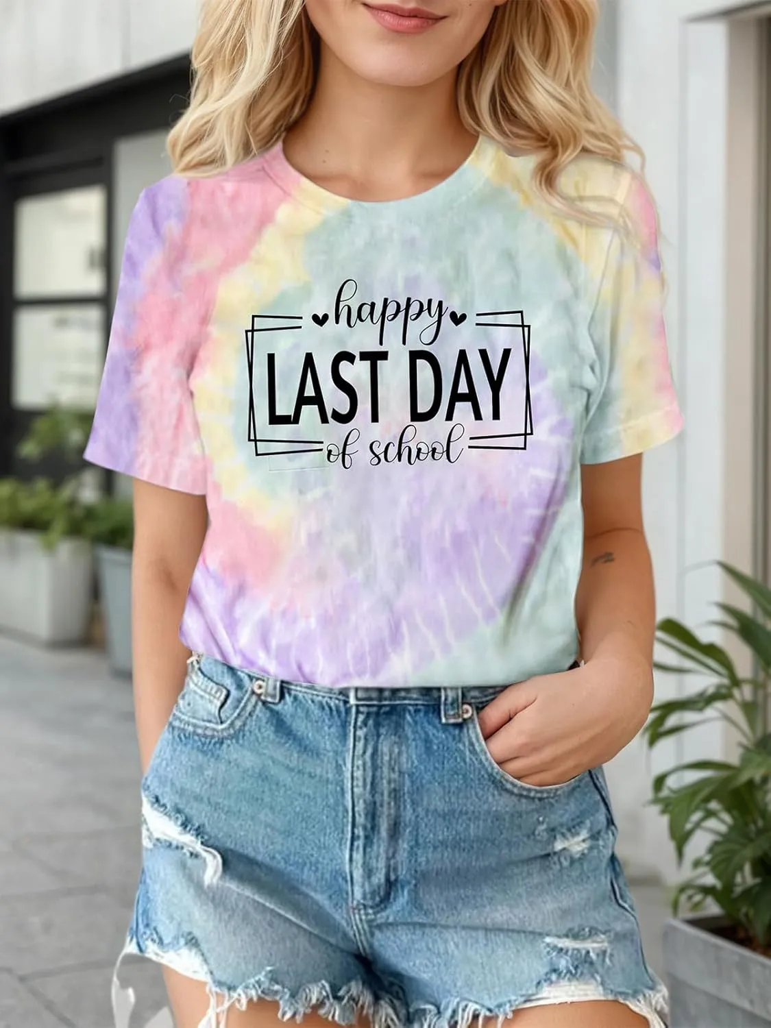 Last Day of School Shirt Women Teacher Shirts Summer Break Graphic T-Shirts Casual Teacher Gifts Tee Tops