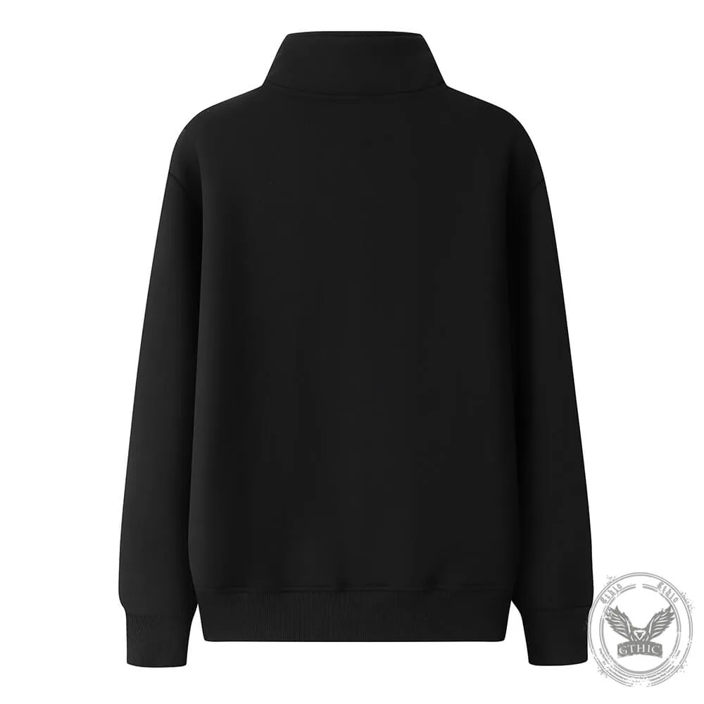 No Fucks Given Stand Collar Zip Fleece Sherpa Sweatshirt