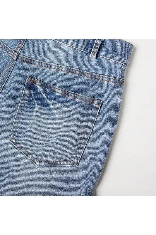 PA969 Lace Up Denim Shorts