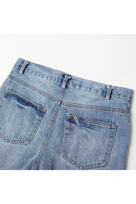 PA969 Lace Up Denim Shorts