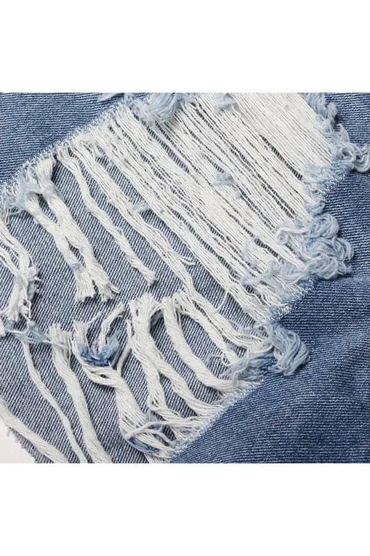 PA969 Lace Up Denim Shorts