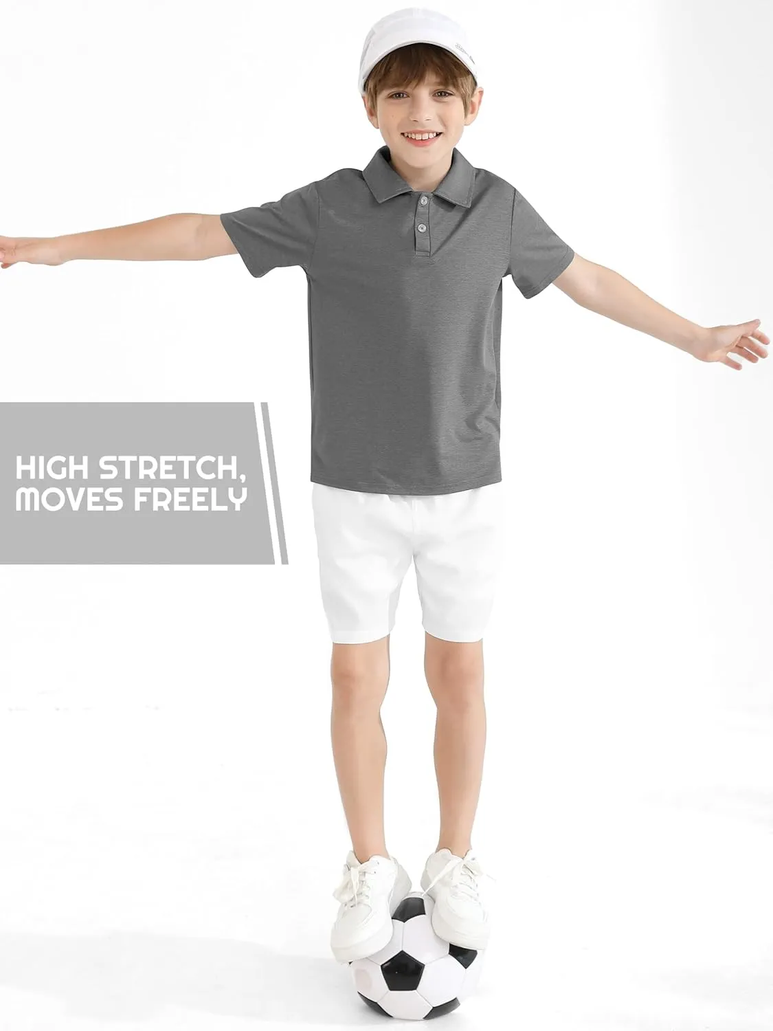 Resinta 3 Pack Boys Dry-Fit Active Athletic Performance Polo Short Sleeve Golf Shirt Cool Quick Dry Training Workout Shirts