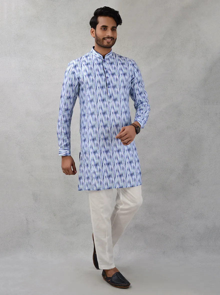 White & Blue Kurta Pajama | TULA