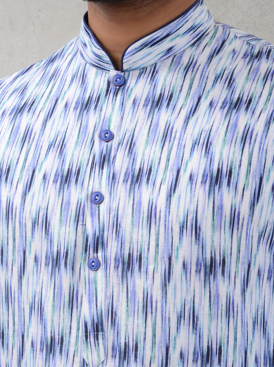 White & Blue Kurta Pajama | TULA