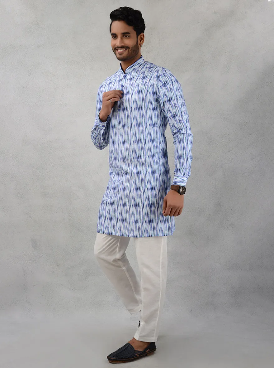 White & Blue Kurta Pajama | TULA