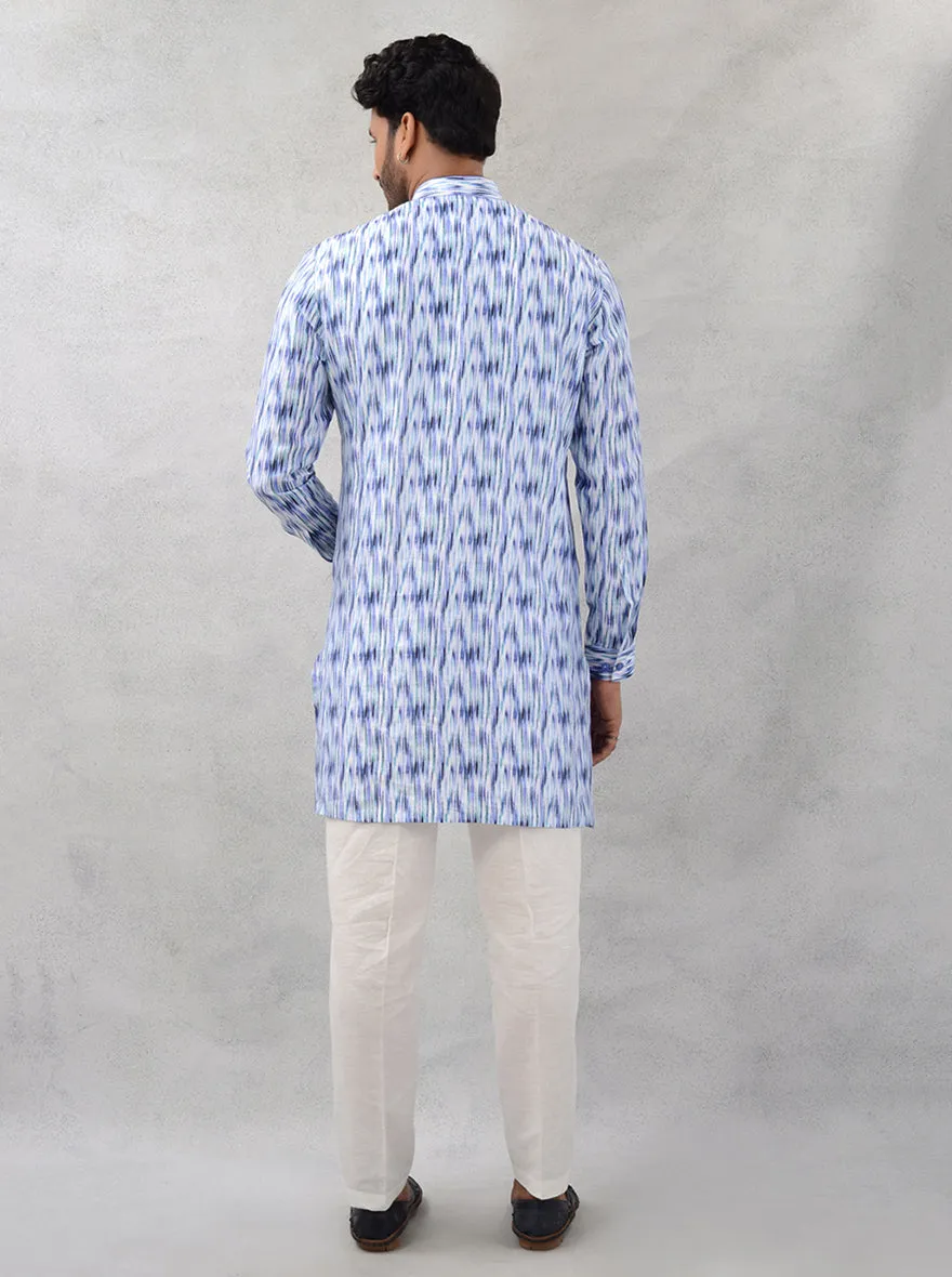 White & Blue Kurta Pajama | TULA