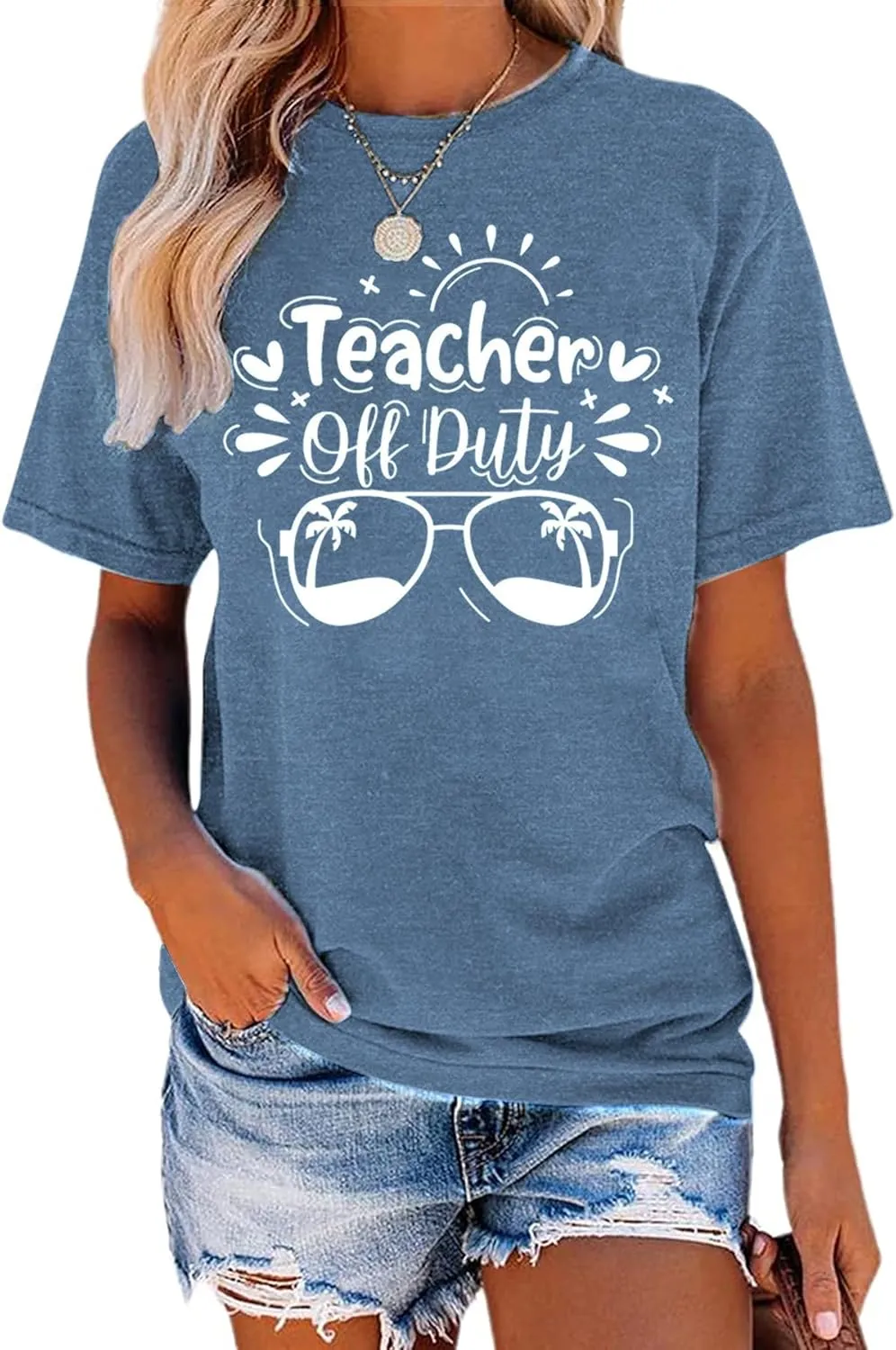 Womens Last Day of School Teacher Shirt School Day Gifts Funny Teacher Summer Break Graphic T-Shirts