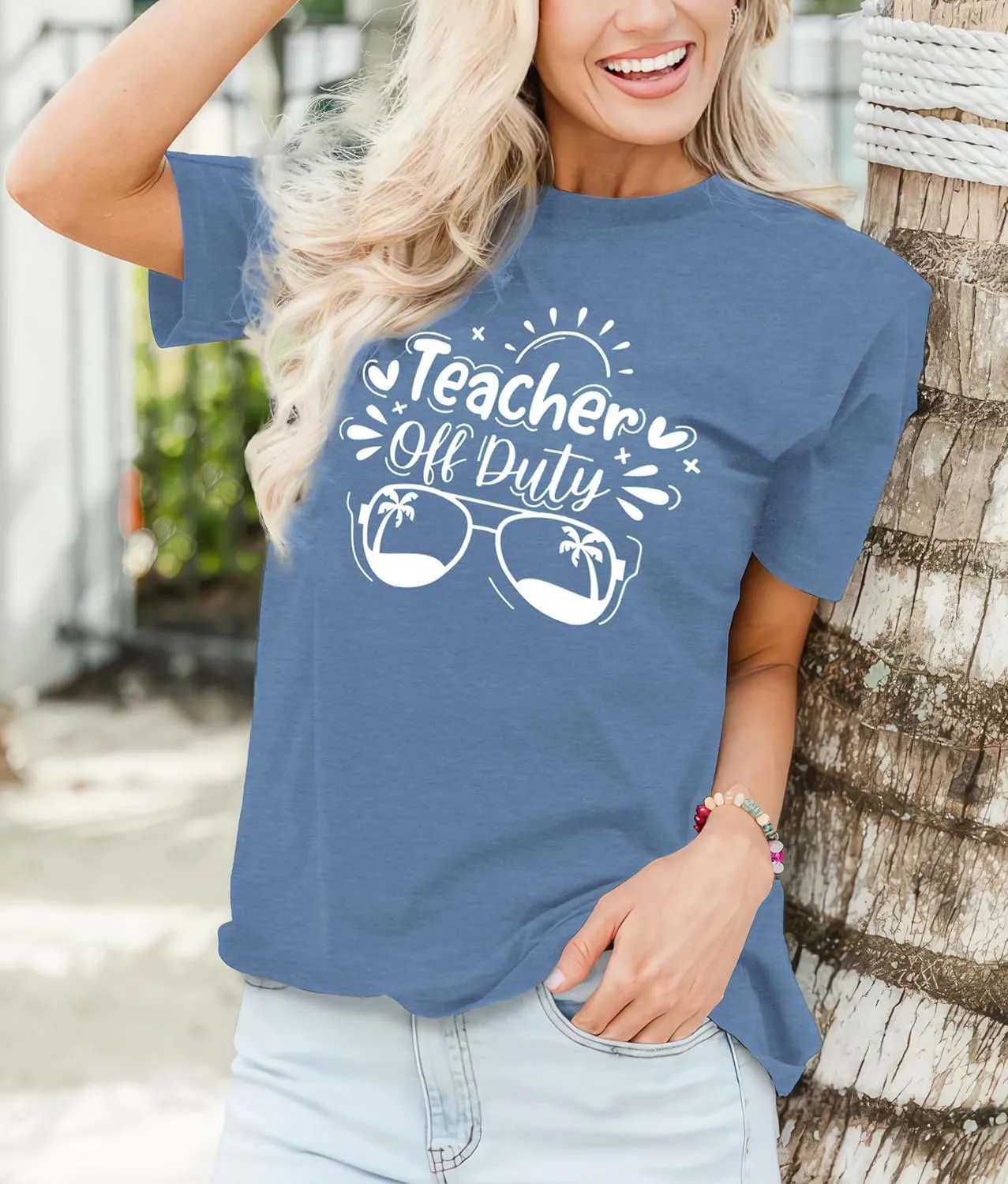 Womens Last Day of School Teacher Shirt School Day Gifts Funny Teacher Summer Break Graphic T-Shirts