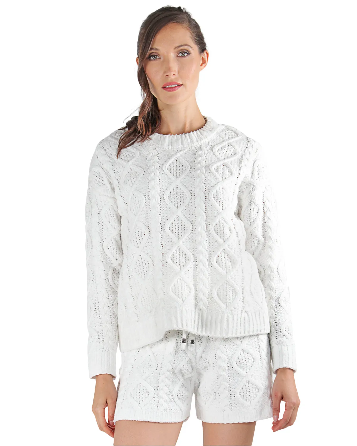 Women's Marshmallow Soft Cable Knit Drawstring Shorts